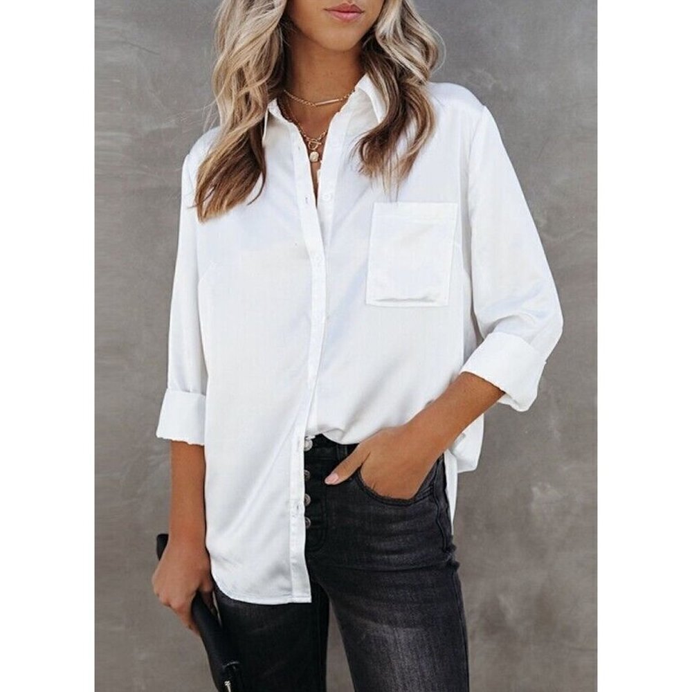 Women's White Button-Up Shirt